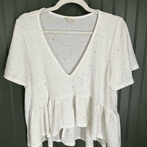 White Textured Women's Top